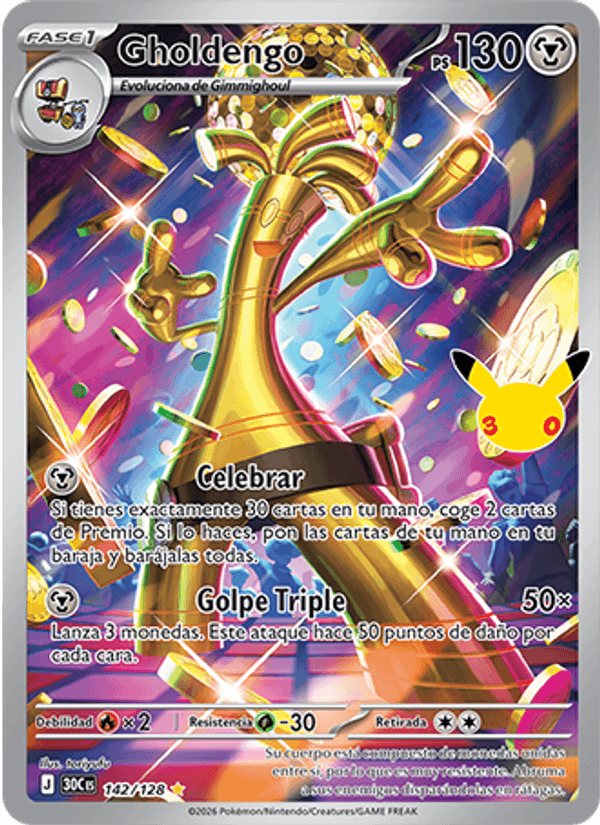 Gholdengo 142 — 30 Jahre (Spanish Pokémon TCG card)