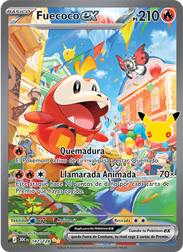 Fuecoco ex 147 — 30 Jahre (Spanish Pokémon TCG card)
