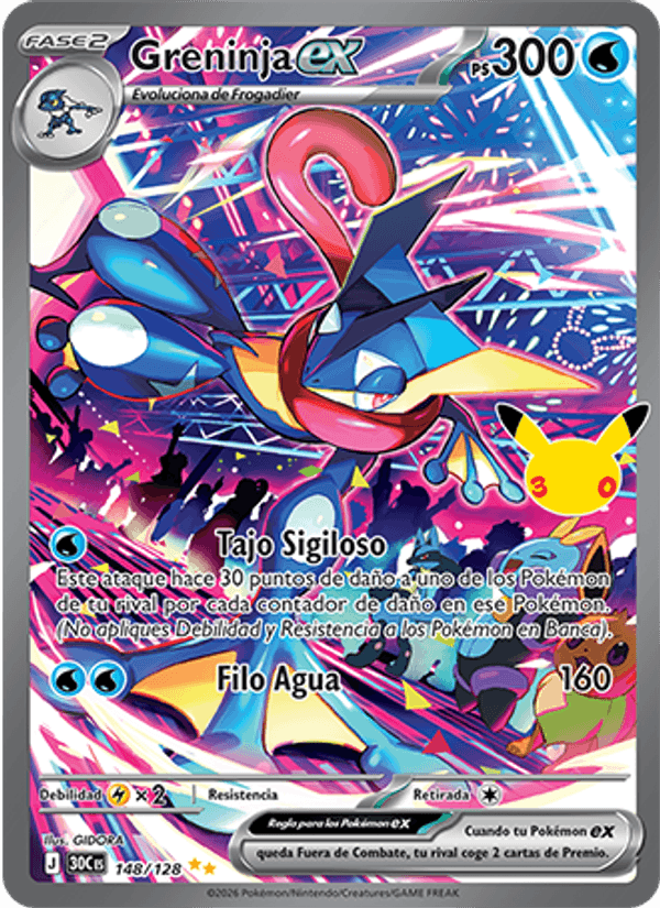 Greninja ex 148 — 30 Jahre (Spanish Pokémon TCG card)
