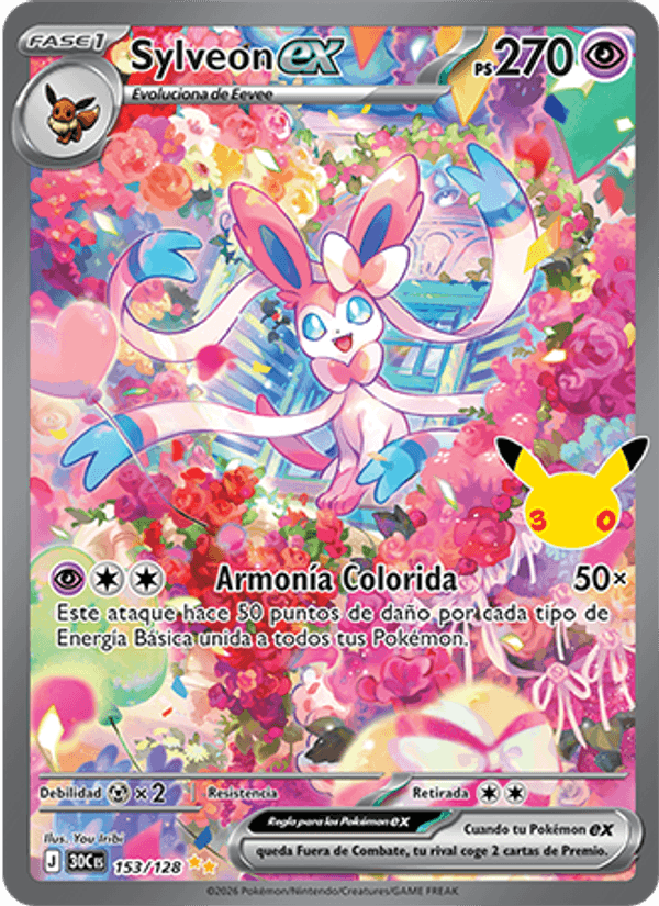 Sylveon ex 153 — 30 Jahre (Spanish Pokémon TCG card)