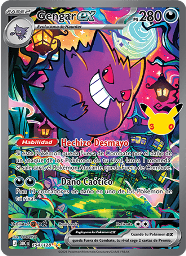 Gengar ex 154 — 30 Jahre (Spanish Pokémon TCG card)