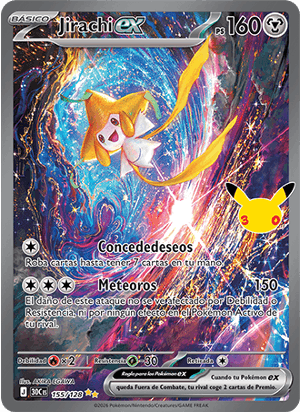 Jirachi ex 155 — 30 Jahre (Spanish Pokémon TCG card)