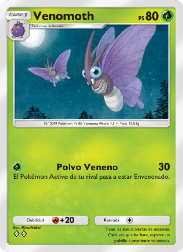 Venomoth 017 — Genetic Apex (Spanish Pokémon TCG card)