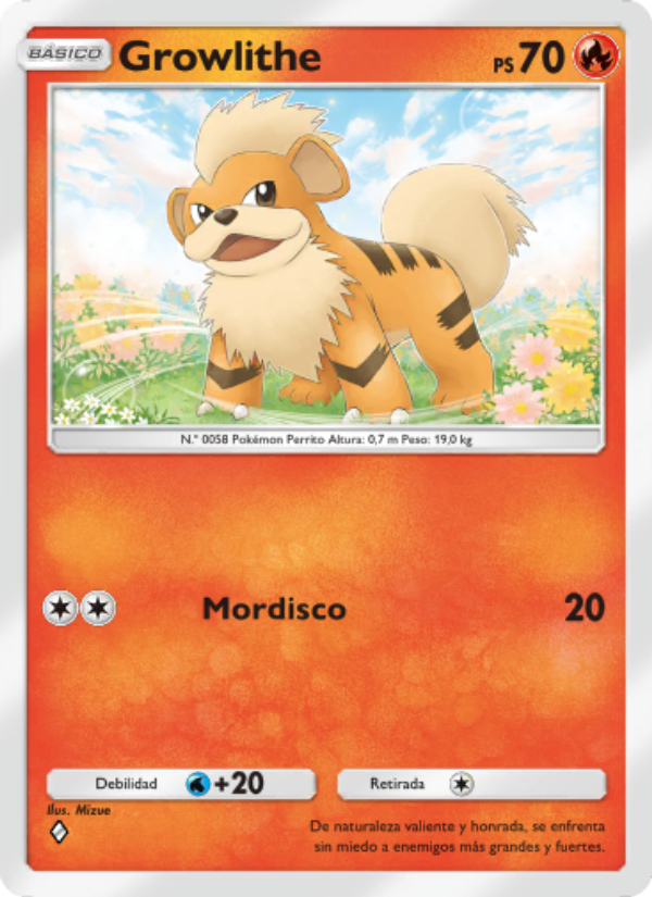 Growlithe 039 — Genetic Apex (Spanish Pokémon TCG card)
