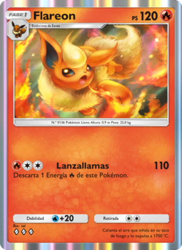 Flareon 045 — Genetic Apex (Spanish Pokémon TCG card)