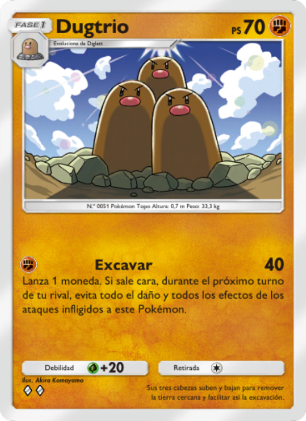 Dugtrio 140 — Genetic Apex (Spanish Pokémon TCG card)