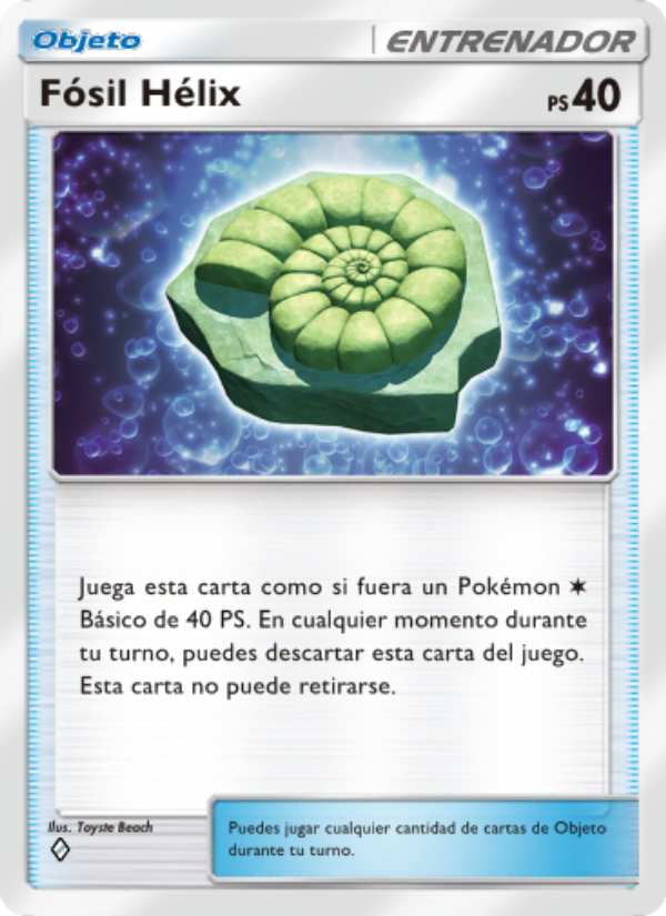Fósil Hélix 216 — Genetic Apex (Spanish Pokémon TCG card)
