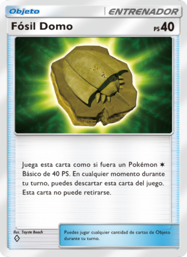 Fósil Domo 217 — Genetic Apex (Spanish Pokémon TCG card)