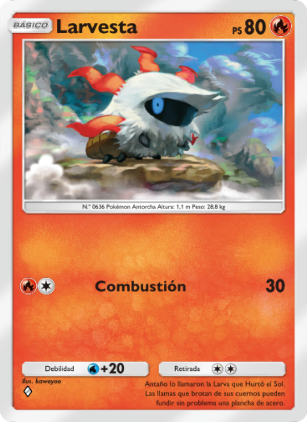 Larvesta 013 — Mythical Island (Spanish Pokémon TCG card)