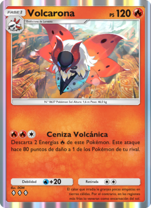 Volcarona 014 — Mythical Island (Spanish Pokémon TCG card)