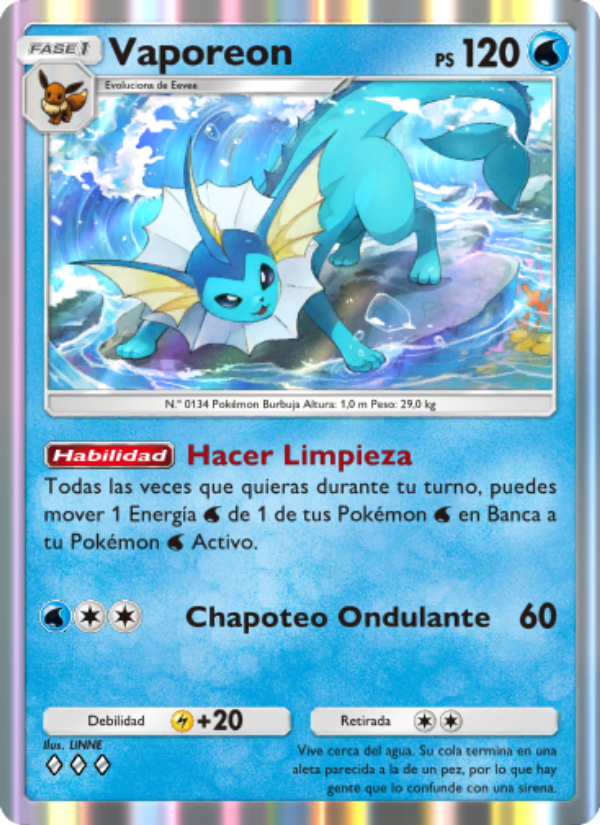 Vaporeon 019 — Mythical Island (Spanish Pokémon TCG card)