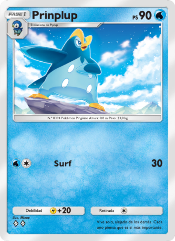 Prinplup 036 — Space-Time Smackdown (Spanish Pokémon TCG card)