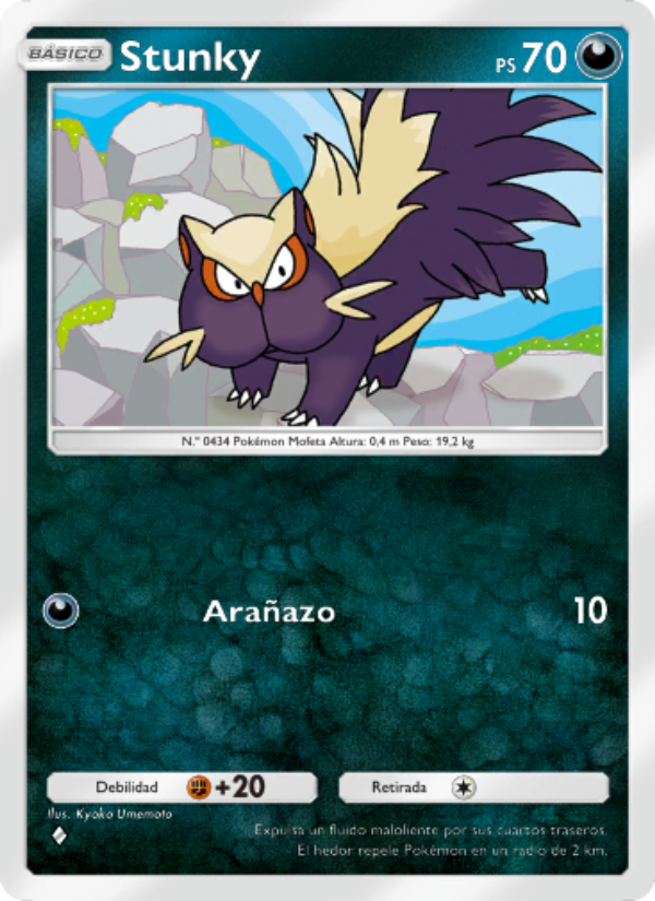 Stunky 102 — Space-Time Smackdown (Spanish Pokémon TCG card)