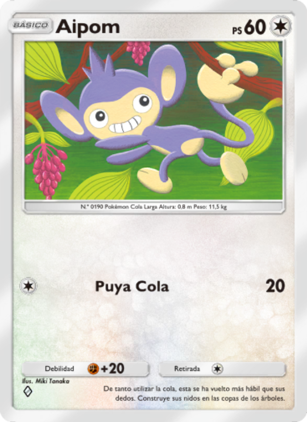 Aipom 130 — Space-Time Smackdown (Spanish Pokémon TCG card)