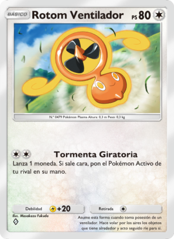 Rotom Ventilador 142 — Space-Time Smackdown (Spanish Pokémon TCG card)