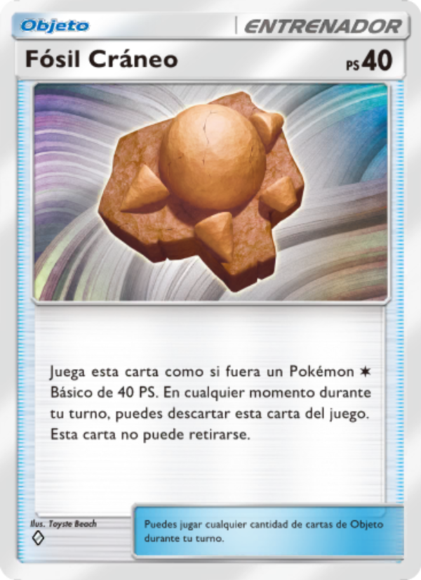 Fósil Cráneo 144 — Space-Time Smackdown (Spanish Pokémon TCG card)