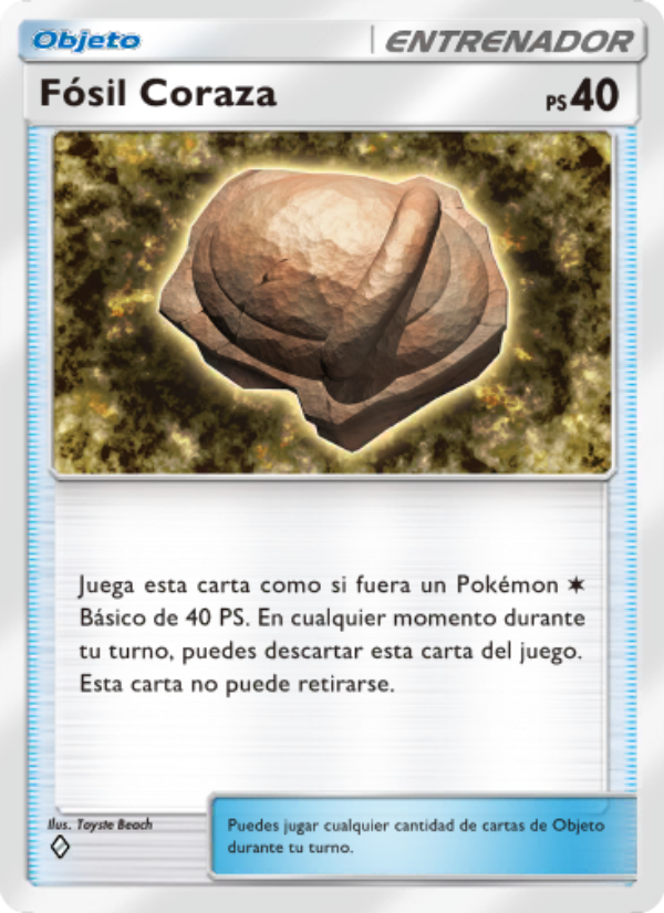 Fósil Coraza 145 — Space-Time Smackdown (Spanish Pokémon TCG card)
