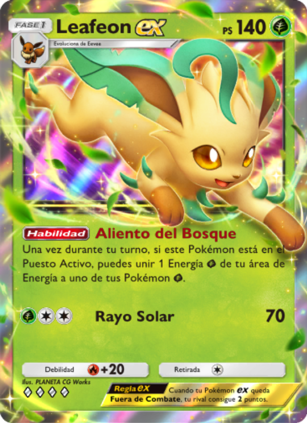Leafeon ex 010 — Triumphant Light (Spanish Pokémon TCG card)