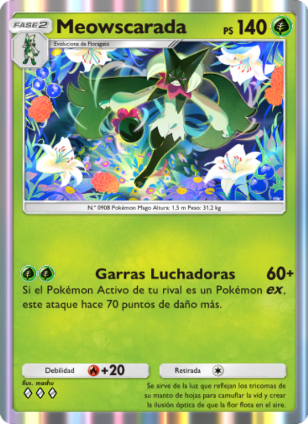 Meowscarada 007 — Shining Revelry (Spanish Pokémon TCG card)