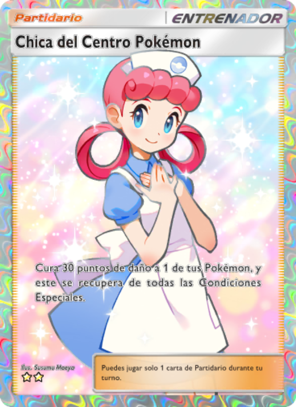 Chica del Centro Pokémon 089 — Shining Revelry (Spanish Pokémon TCG card)