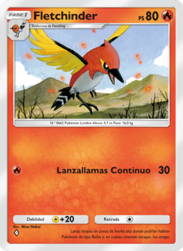Fletchinder 028 — Celestial Guardians (Spanish Pokémon TCG card)