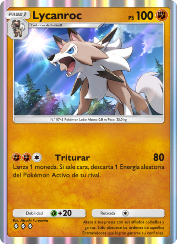 Lycanroc 100 — Celestial Guardians (Spanish Pokémon TCG card)