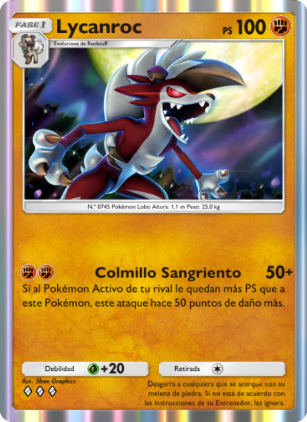 Lycanroc 101 — Celestial Guardians (Spanish Pokémon TCG card)