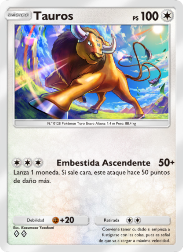 Tauros 128 — Celestial Guardians (Spanish Pokémon TCG card)