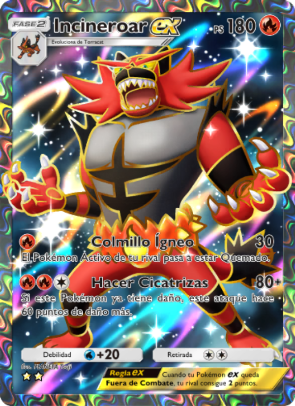 Incineroar ex 182 — Celestial Guardians (Spanish Pokémon TCG card)
