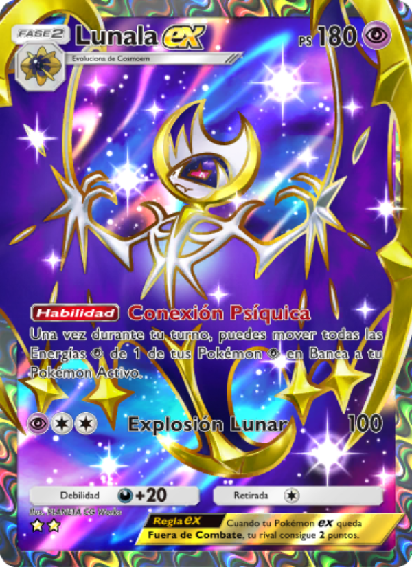 Lunala ex 186 — Celestial Guardians (Spanish Pokémon TCG card)