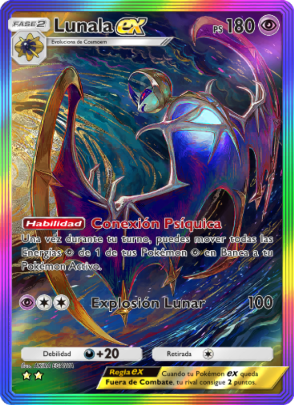 Lunala ex 204 — Celestial Guardians (Spanish Pokémon TCG card)
