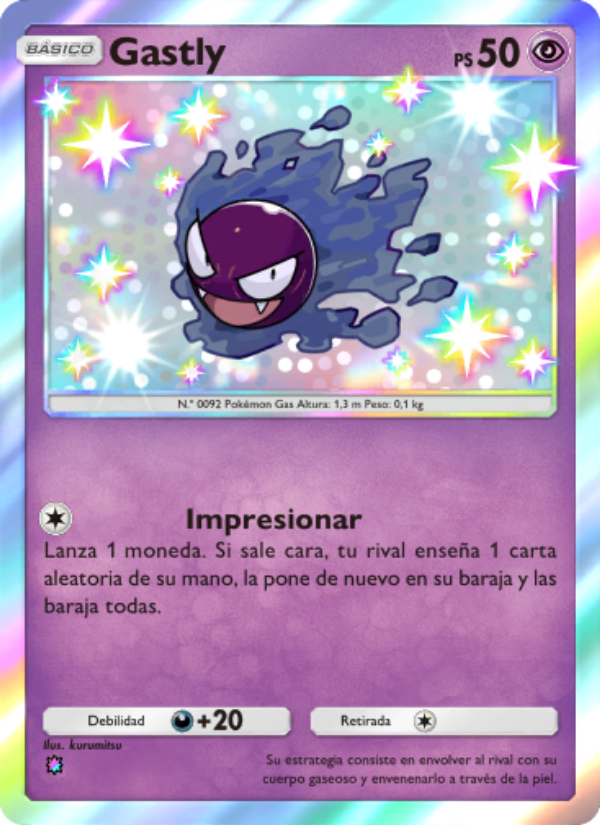 Gastly 220 — Celestial Guardians (Spanish Pokémon TCG card)
