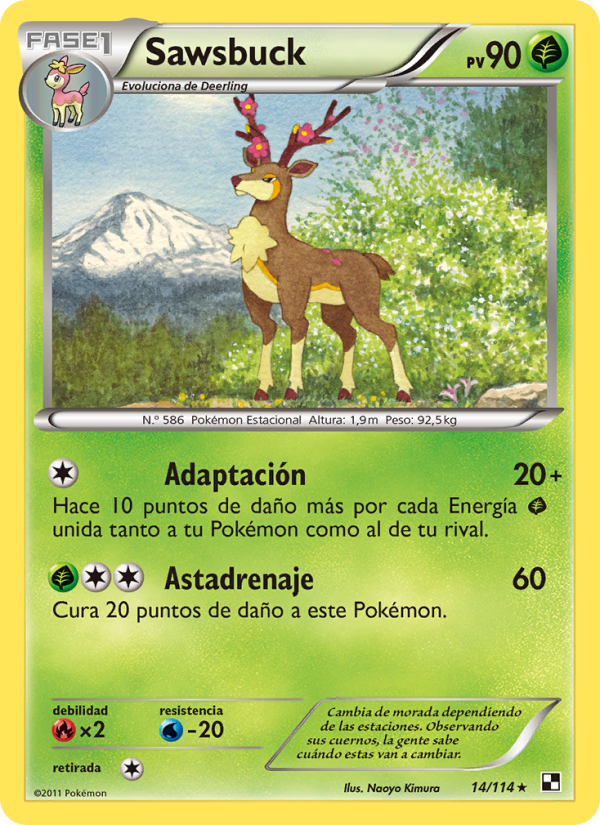 Sawsbuck 14 — Black & White (Spanish Pokémon TCG card)