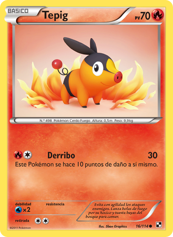 Tepig 16 — Black & White (Spanish Pokémon TCG card)