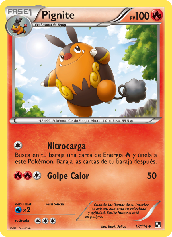 Pignite 17 — Black & White (Spanish Pokémon TCG card)