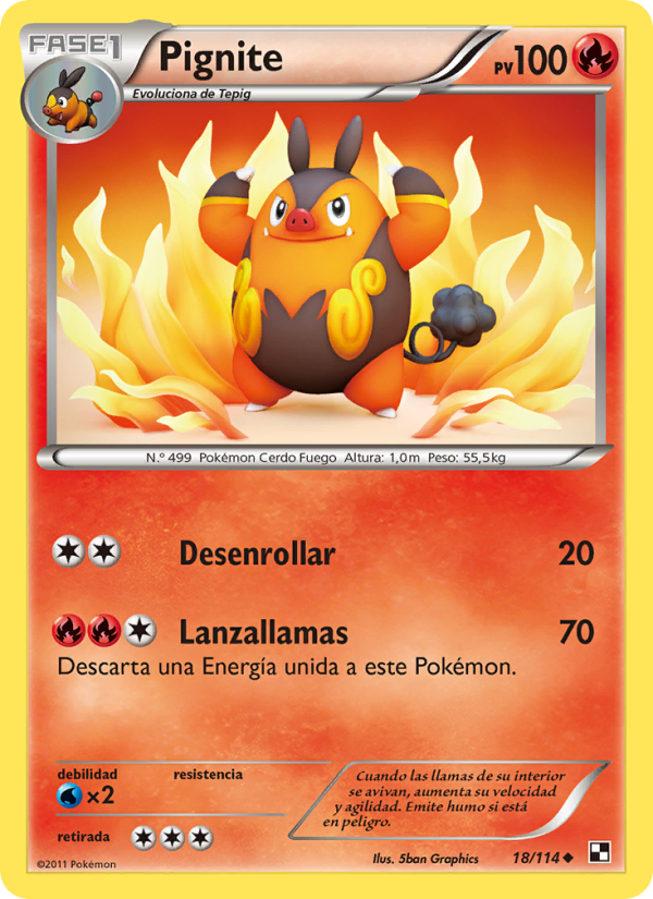 Pignite 18 — Black & White (Spanish Pokémon TCG card)