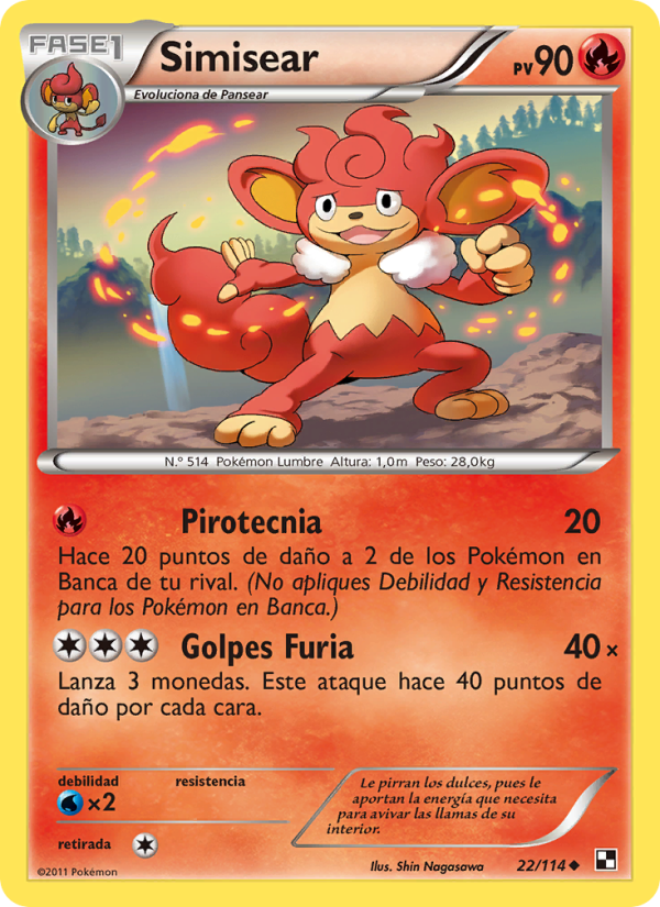 Simisear 22 — Black & White (Spanish Pokémon TCG card)