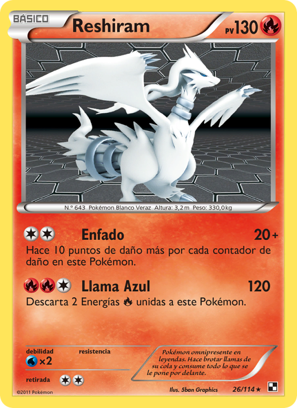 Reshiram 26 — Black & White (Spanish Pokémon TCG card)