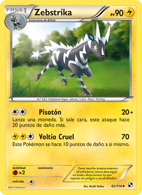 Zebstrika 42 — Black & White (Spanish Pokémon TCG card)