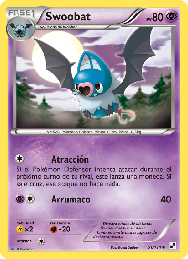 Swoobat 51 — Black & White (Spanish Pokémon TCG card)
