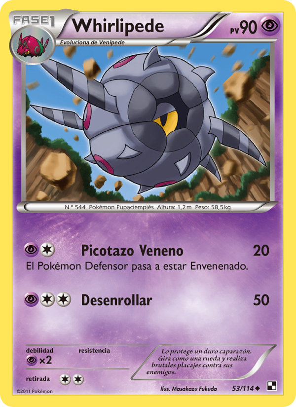 Whirlipede 53 — Black & White (Spanish Pokémon TCG card)
