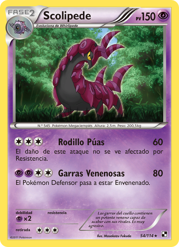 Scolipede 54 — Black & White (Spanish Pokémon TCG card)