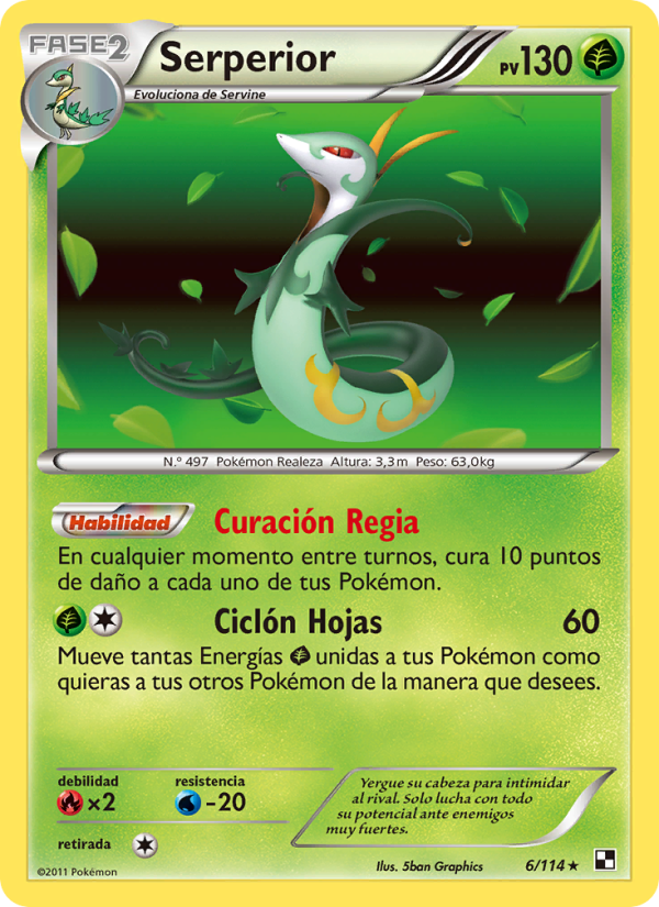 Serperior 6 — Black & White (Spanish Pokémon TCG card)
