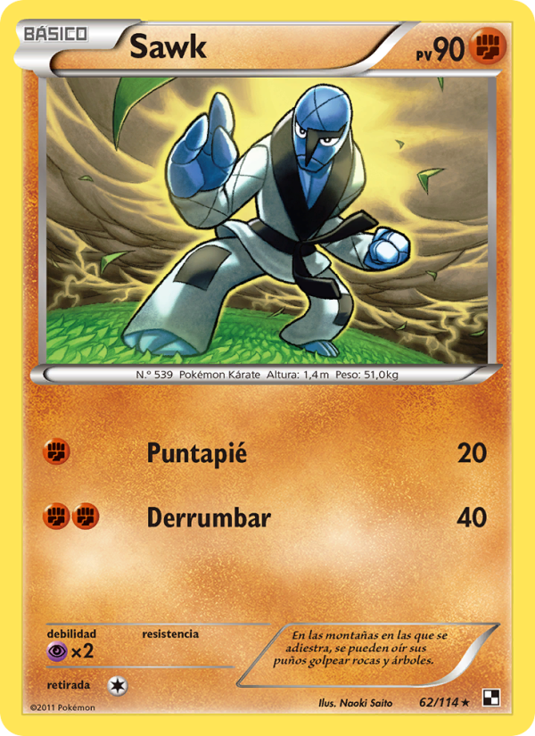 Sawk 62 — Black & White (Spanish Pokémon TCG card)