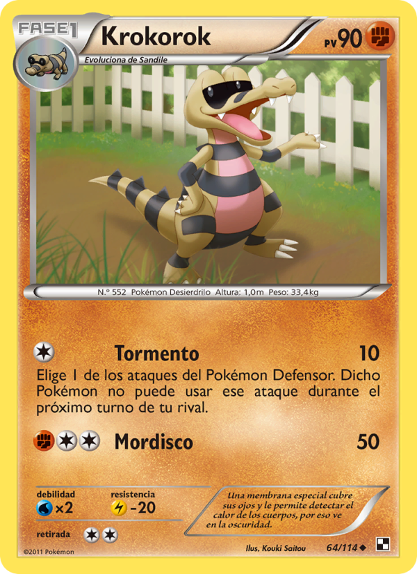 Krokorok 64 — Black & White (Spanish Pokémon TCG card)