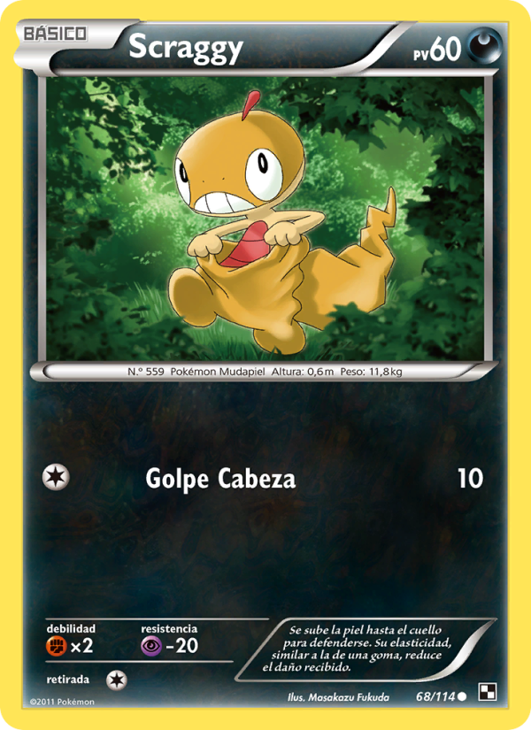 Scraggy 68 — Black & White (Spanish Pokémon TCG card)