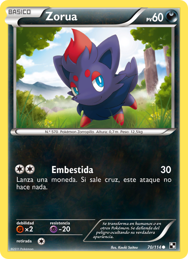 Zorua 70 — Black & White (Spanish Pokémon TCG card)