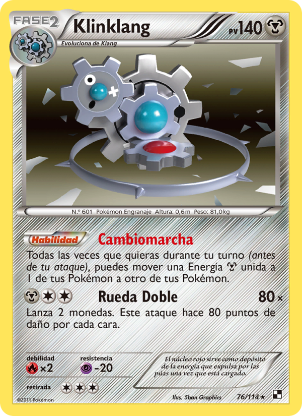 Klinklang 76 — Black & White (Spanish Pokémon TCG card)