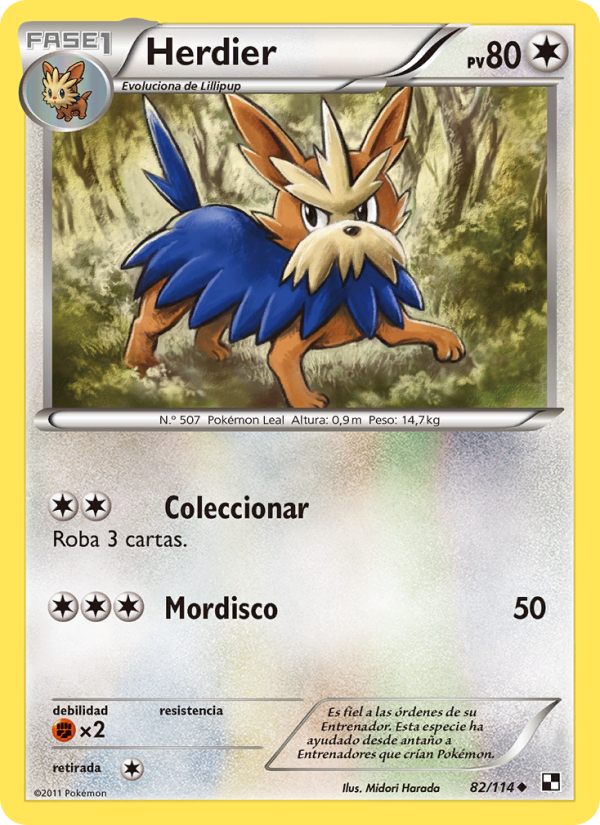 Herdier 82 — Black & White (Spanish Pokémon TCG card)