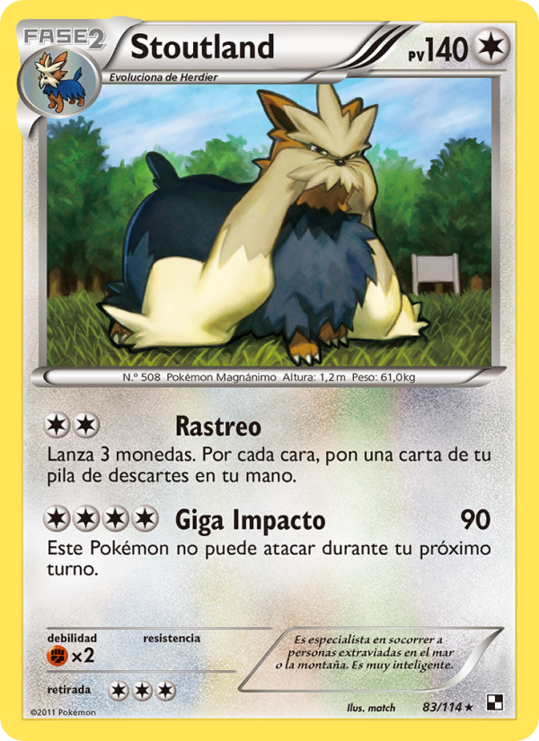 Stoutland 83 — Black & White (Spanish Pokémon TCG card)